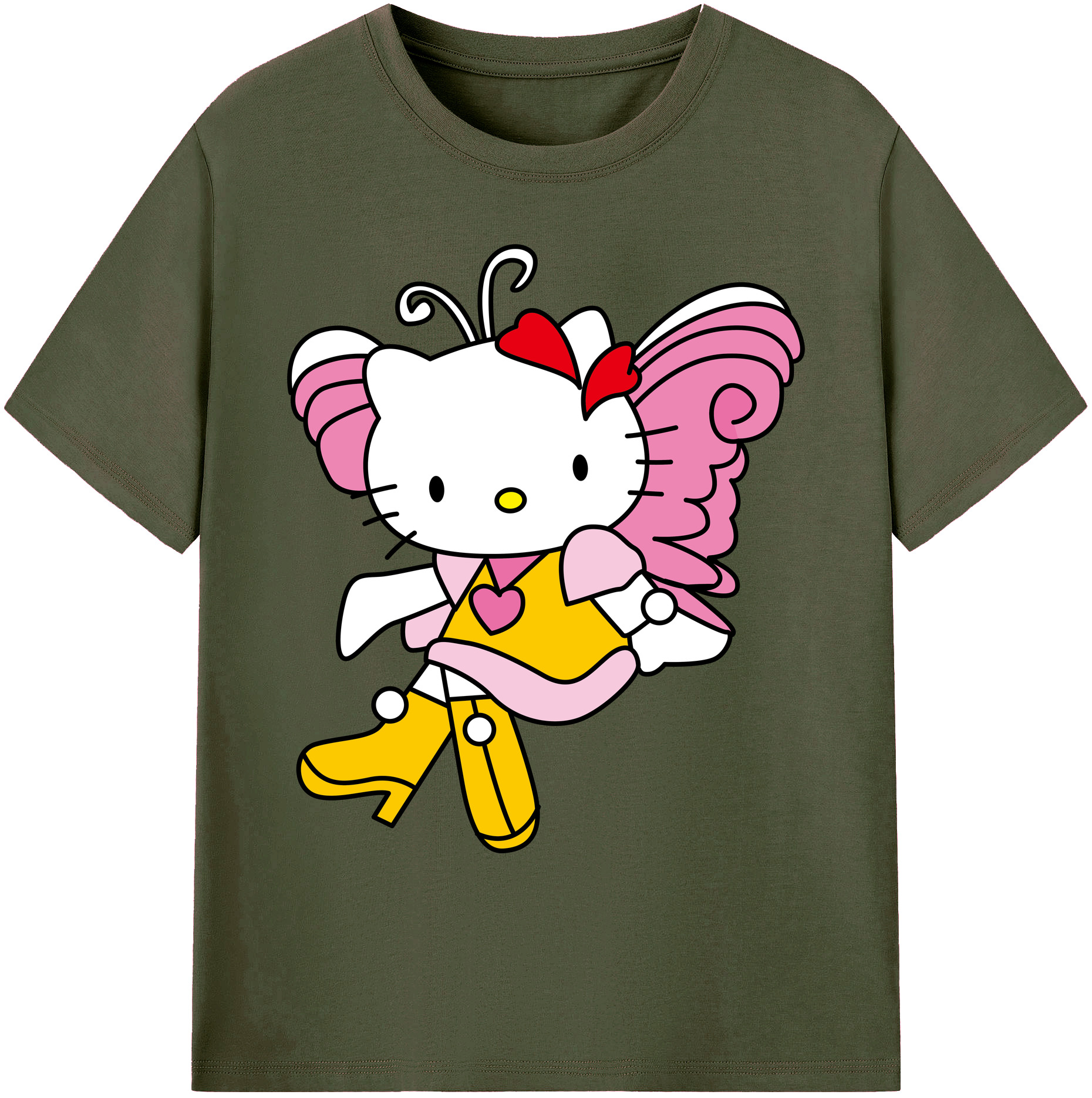 （画像用） Hello Kitty ハローキティ 綿100％ メンズ半袖Tシャツ｜肌触りやわらか＆通気性